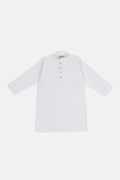 Off White Cotton Kurta Trouser - Kids