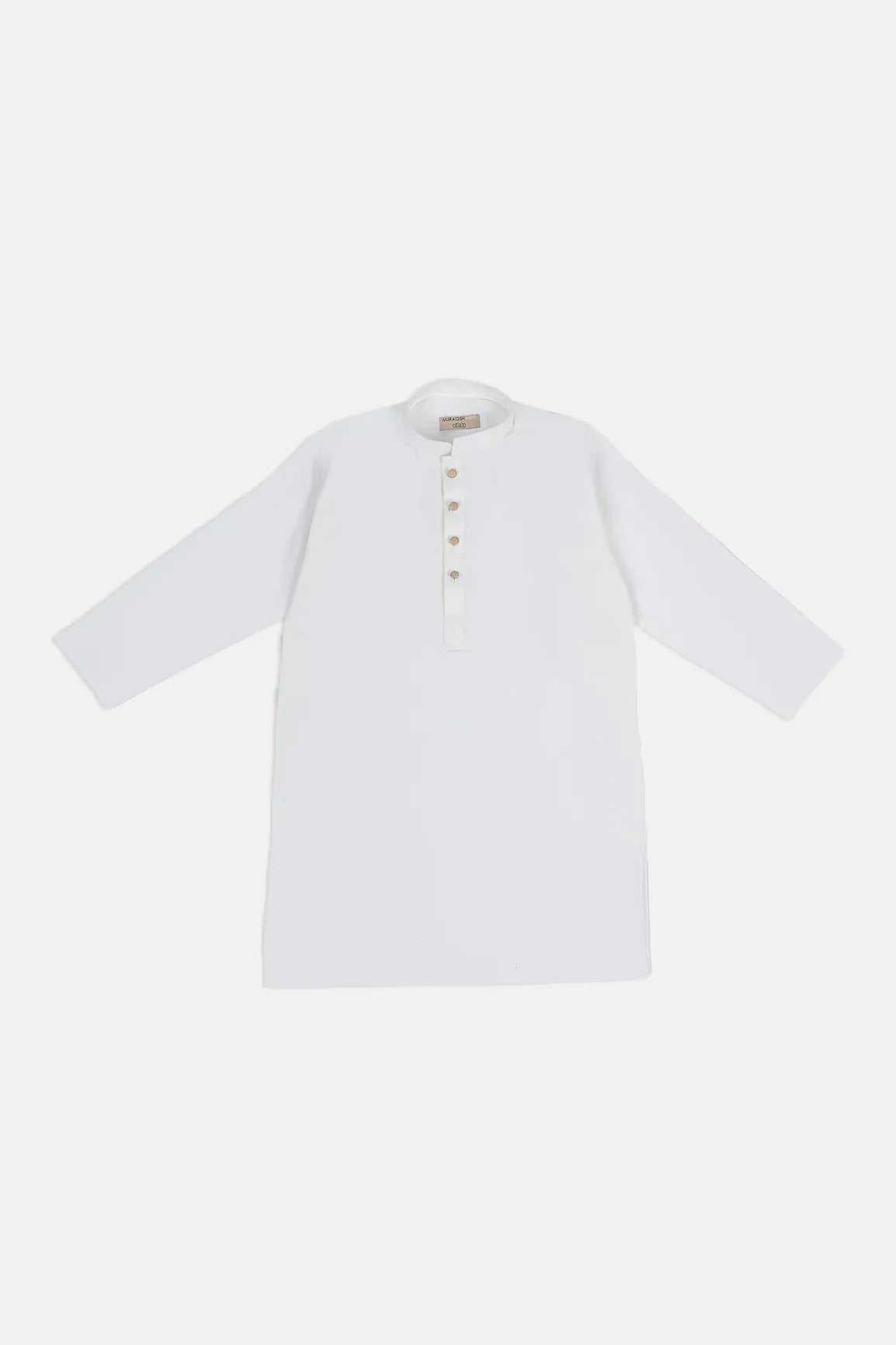 Off White Cotton Kurta Trouser - Kids
