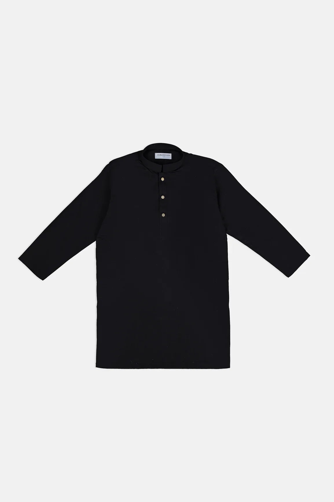 Black Cotton Kurta with White Trouser - Kids