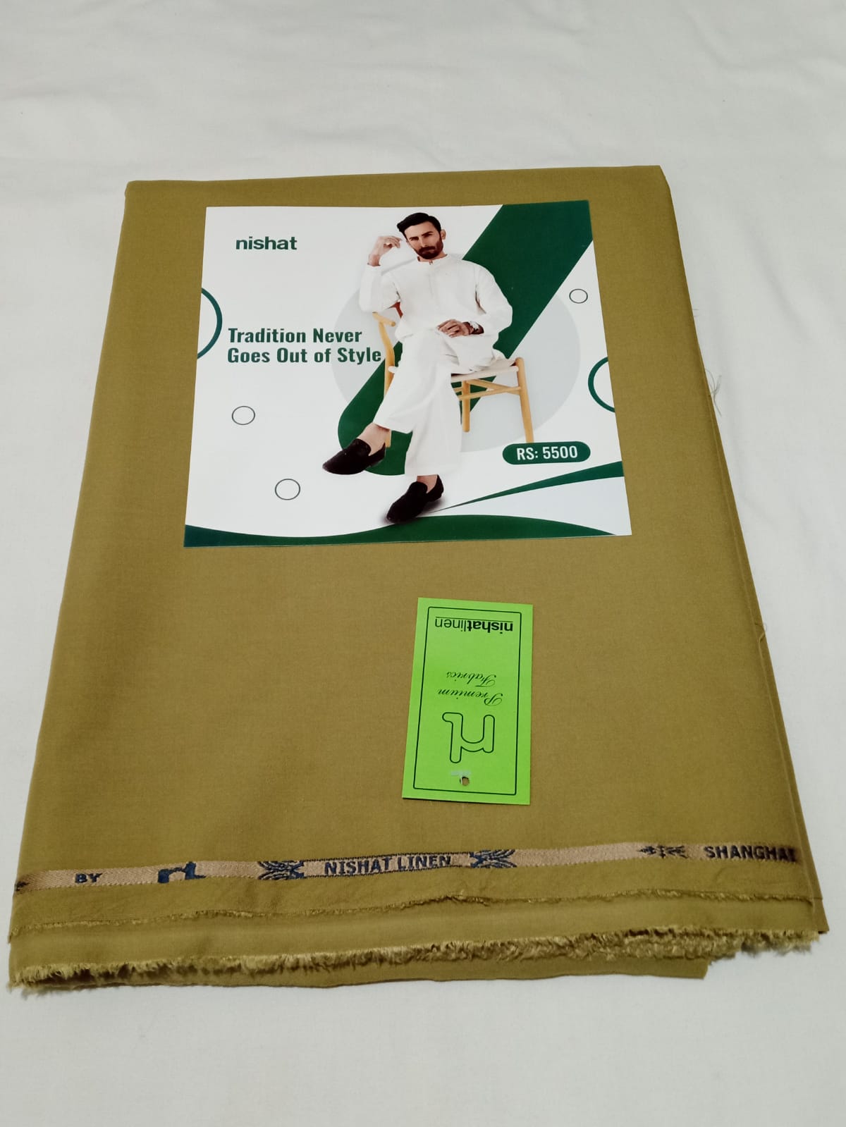 Nishat Linen Wash N Wear 4 Meter Mustard Green