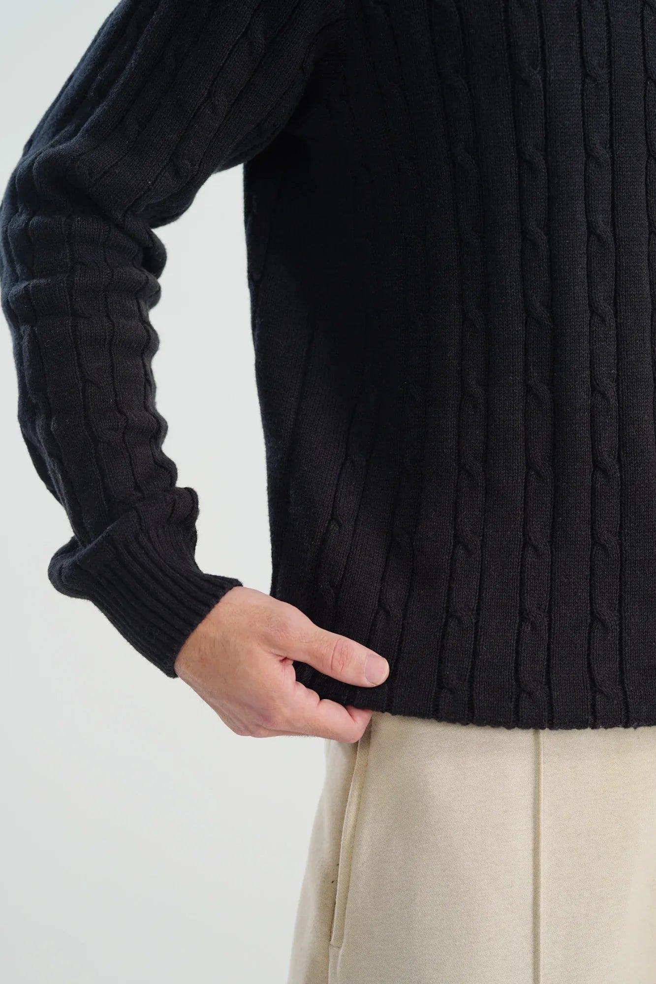 Black Cable Knit Sweater - Smart Fit - Men