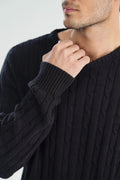 Black Cable Knit Sweater - Smart Fit - Men