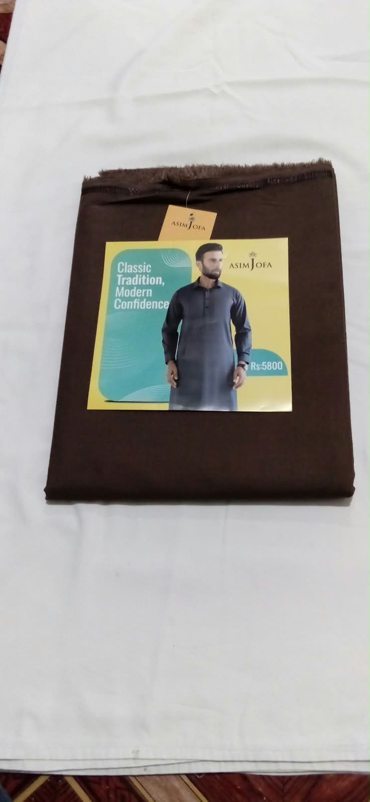 Asim Jofa Wash N Wear 4 Meter Dark Brown