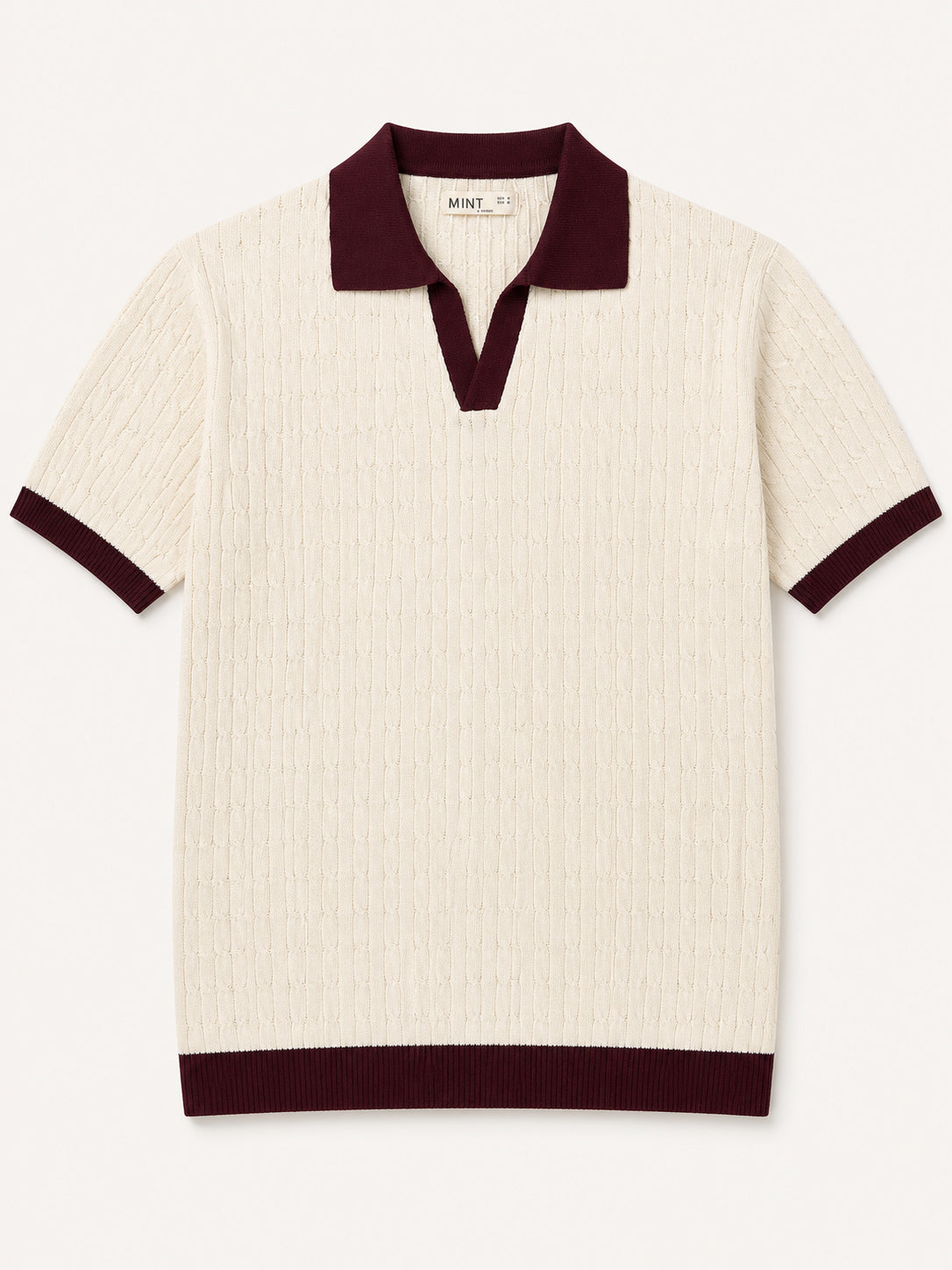 Ecru Heritage Knit Contrast Knit Polo