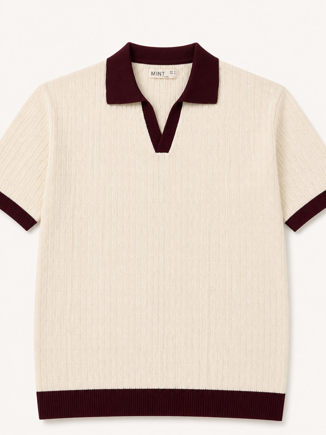 Ecru Heritage Knit Contrast Knit Polo