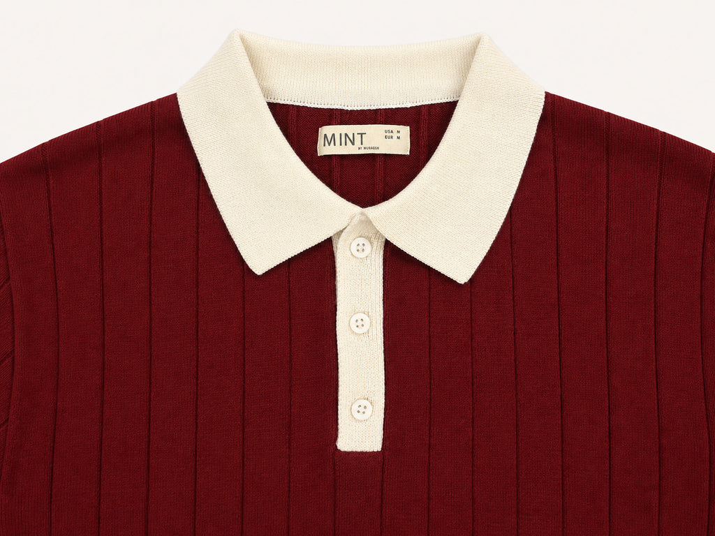 Maroon Classic Contrast Knit Polo