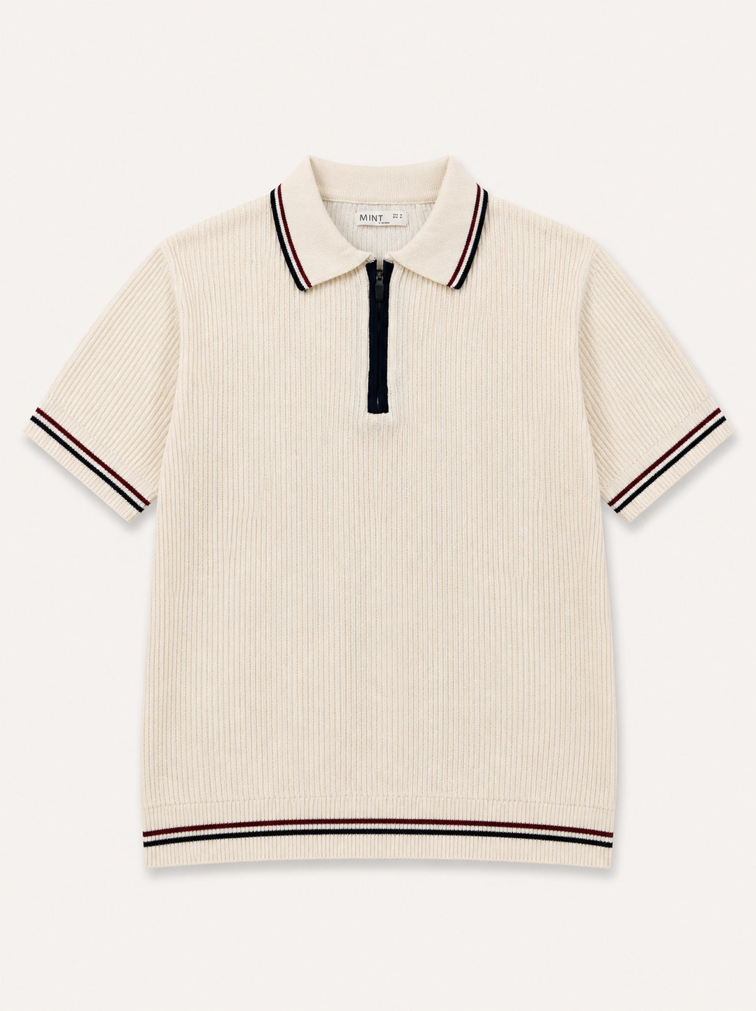 Ecru Riviera Zip Knit Polo
