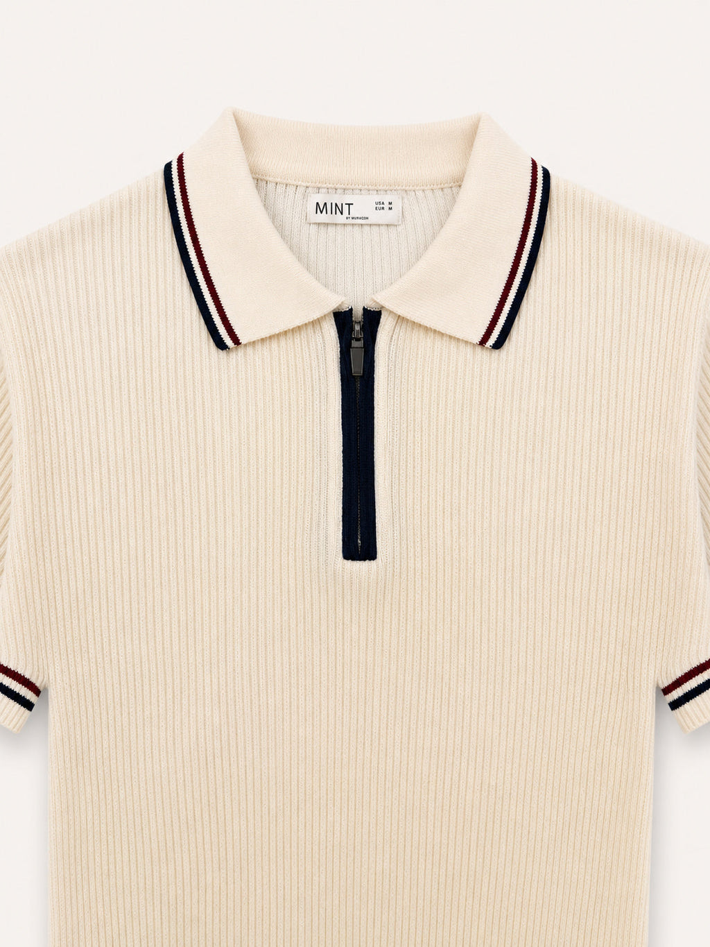 Ecru Riviera Zip Knit Polo