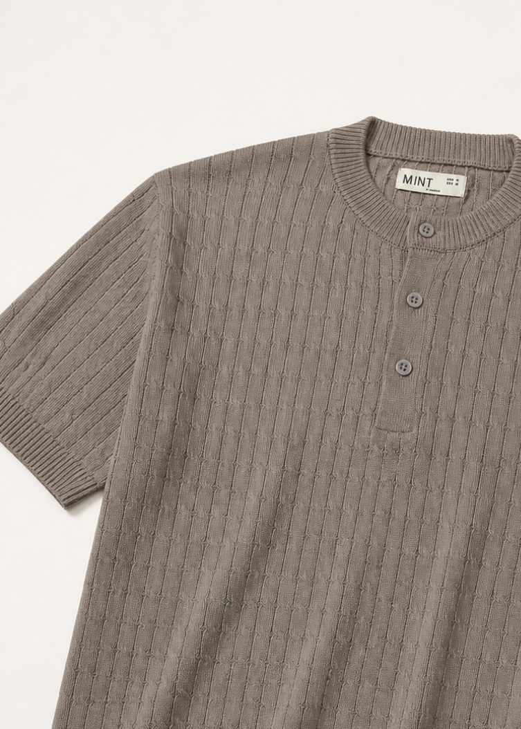 Taupe Heritage Knit Henley