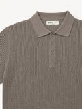 Taupe Atelier Textured Knit Polo