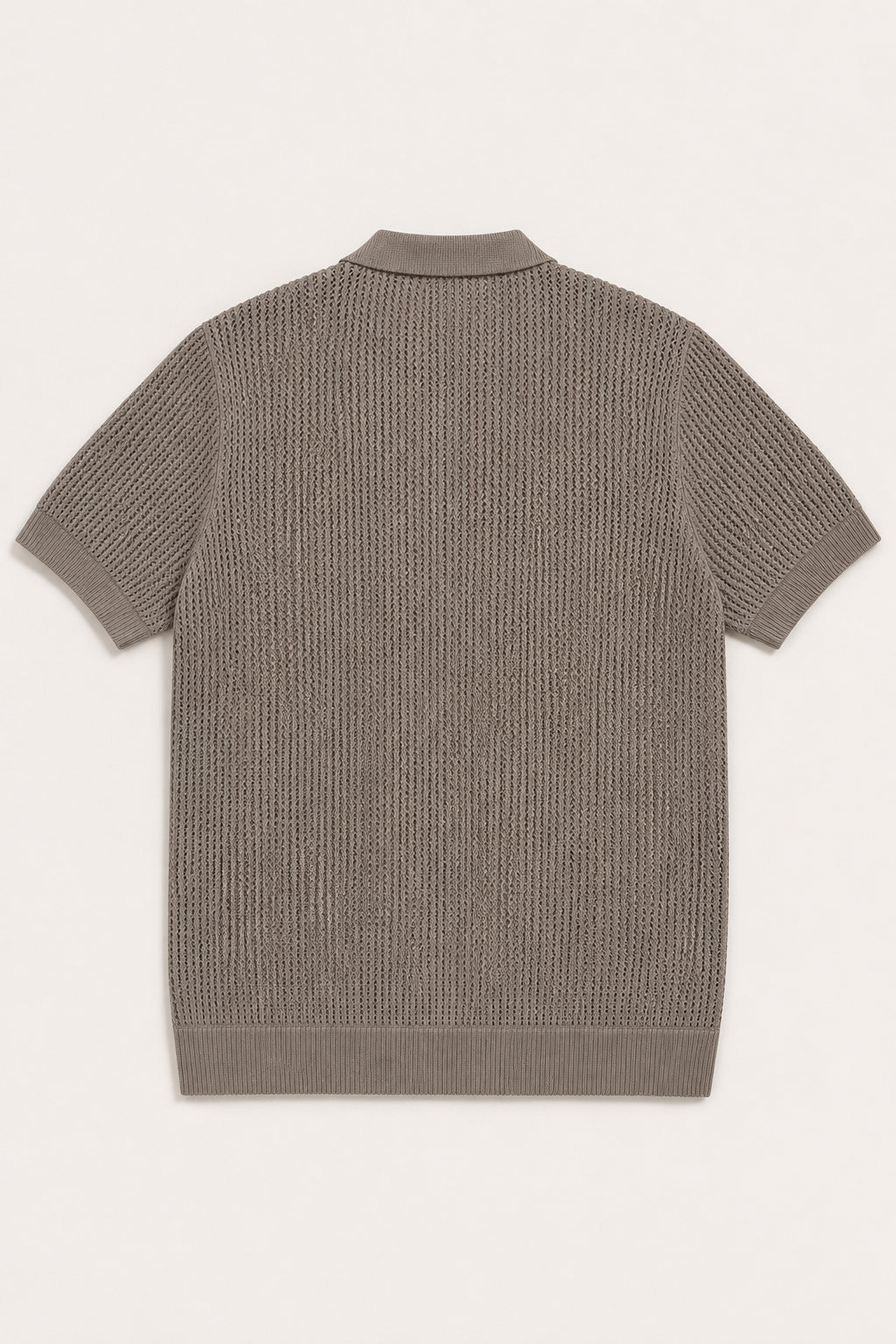 Taupe Atelier Textured Knit Polo
