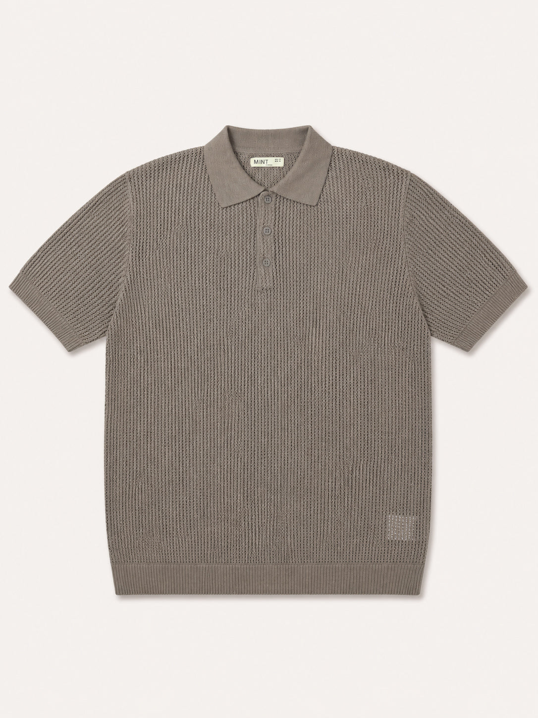 Taupe Atelier Textured Knit Polo