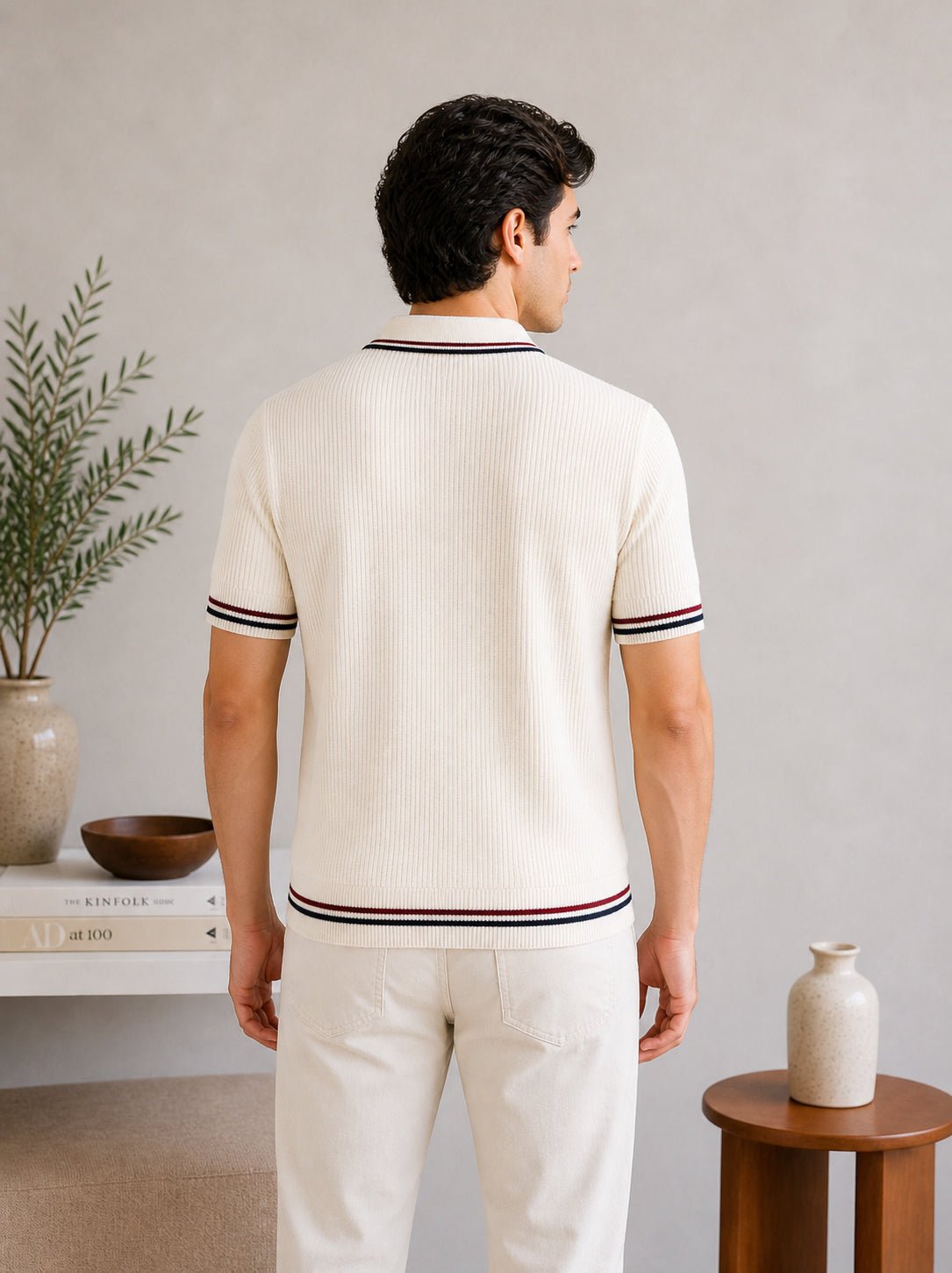 Ecru Riviera Zip Knit Polo