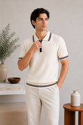 Ecru Riviera Zip Knit Polo