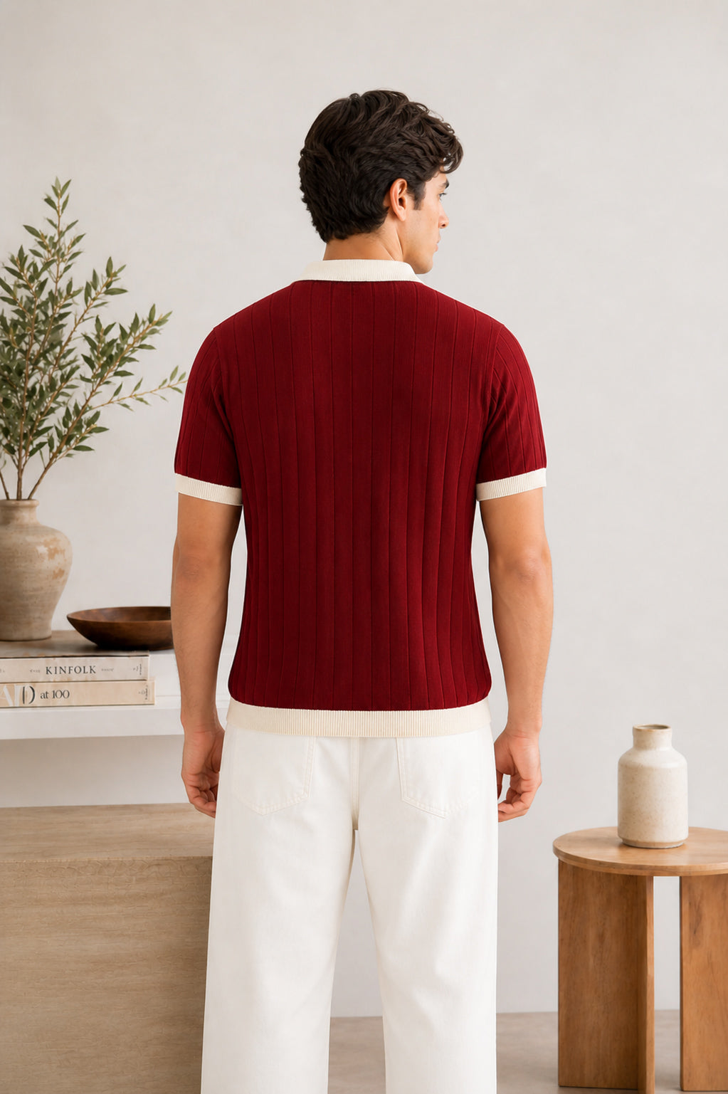 Maroon Classic Contrast Knit Polo