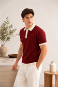 Maroon Classic Contrast Knit Polo