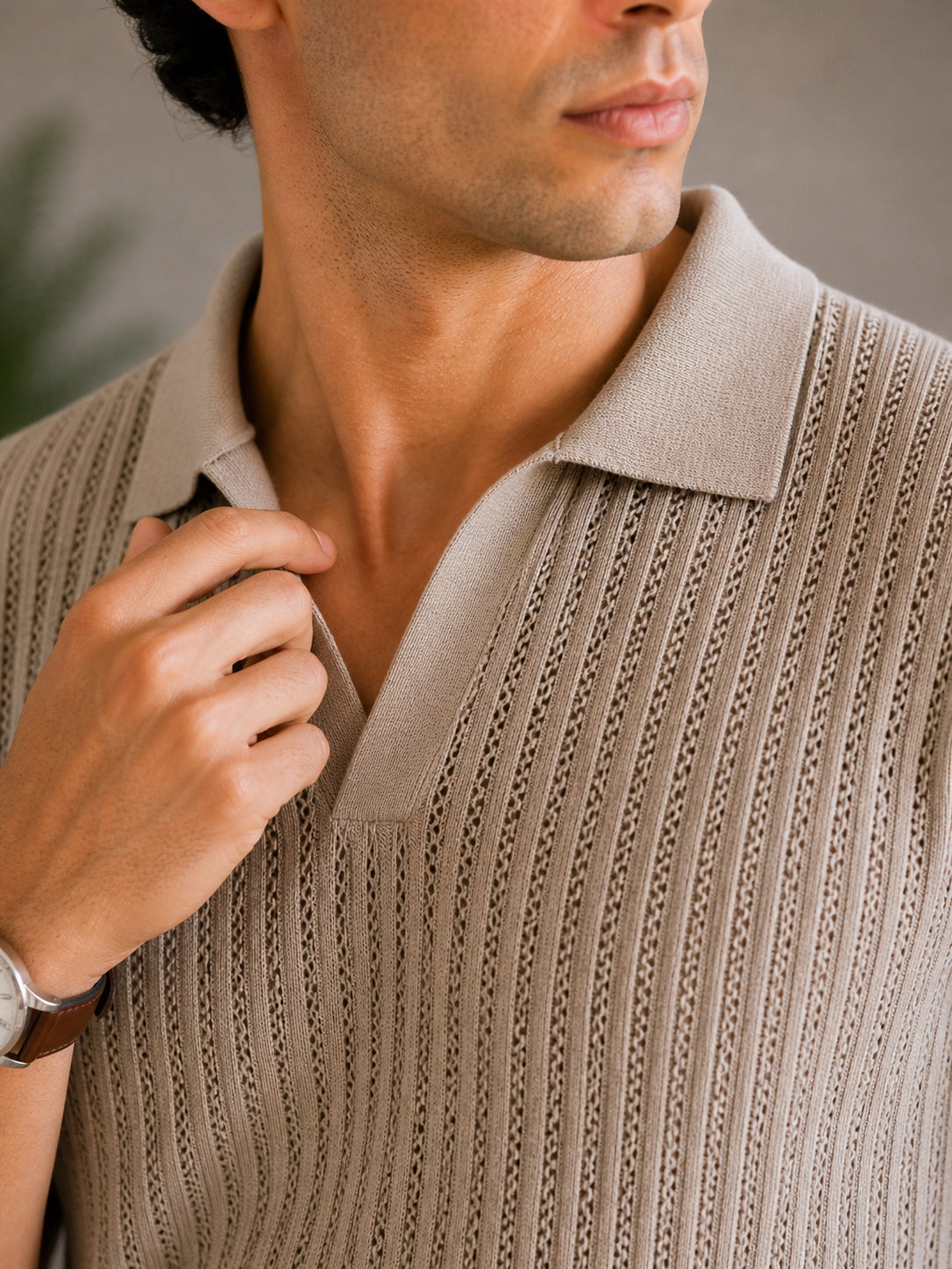 Sandstone Atelier Textured Knit Polo