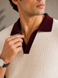 Ecru Heritage Knit Contrast Knit Polo