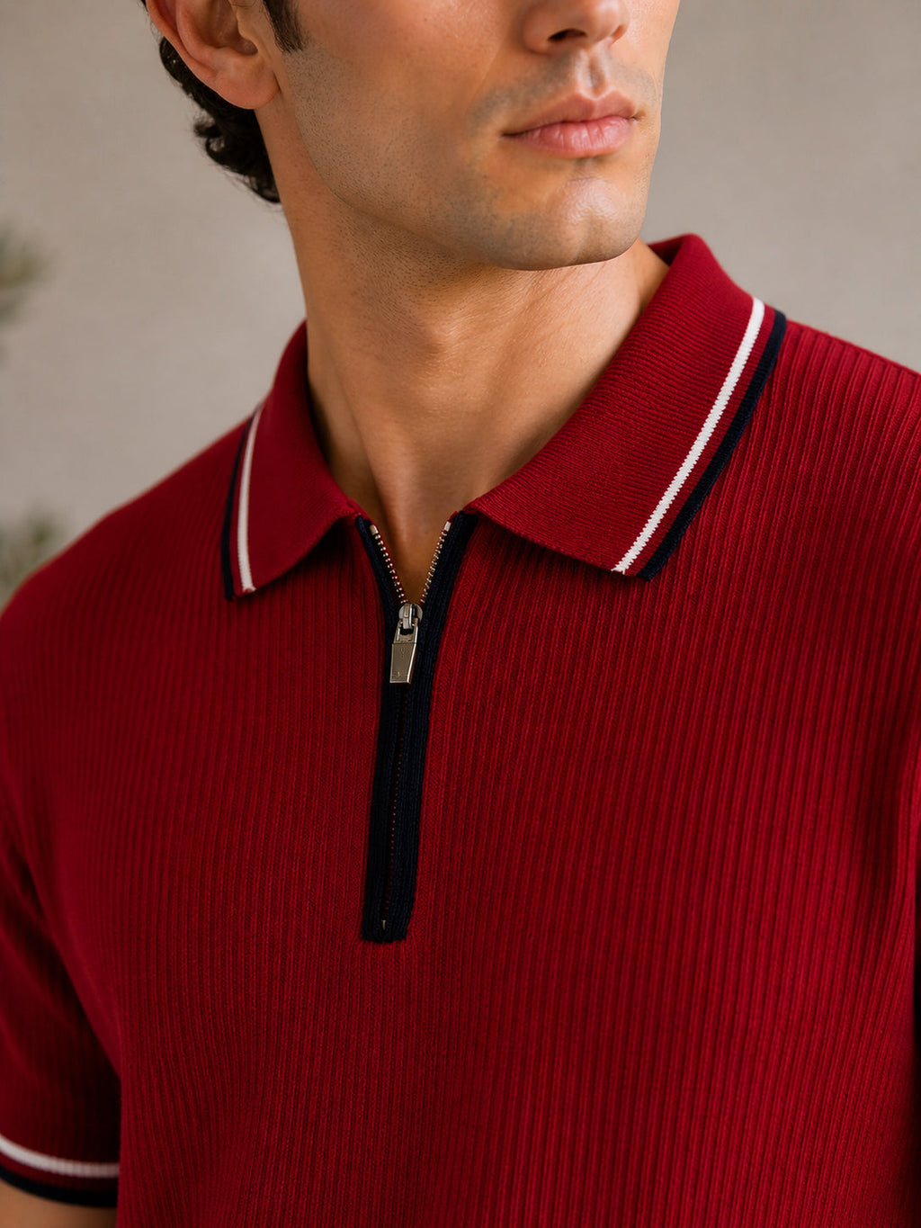 Crimson Riviera Knit Zip Knit Polo