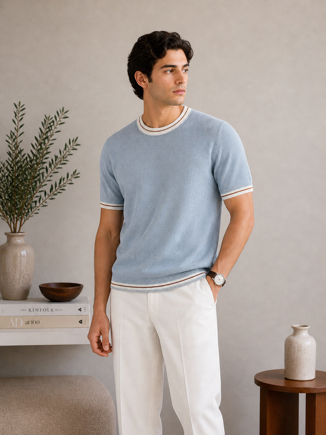 Ice Blue Riviera Knit Tee