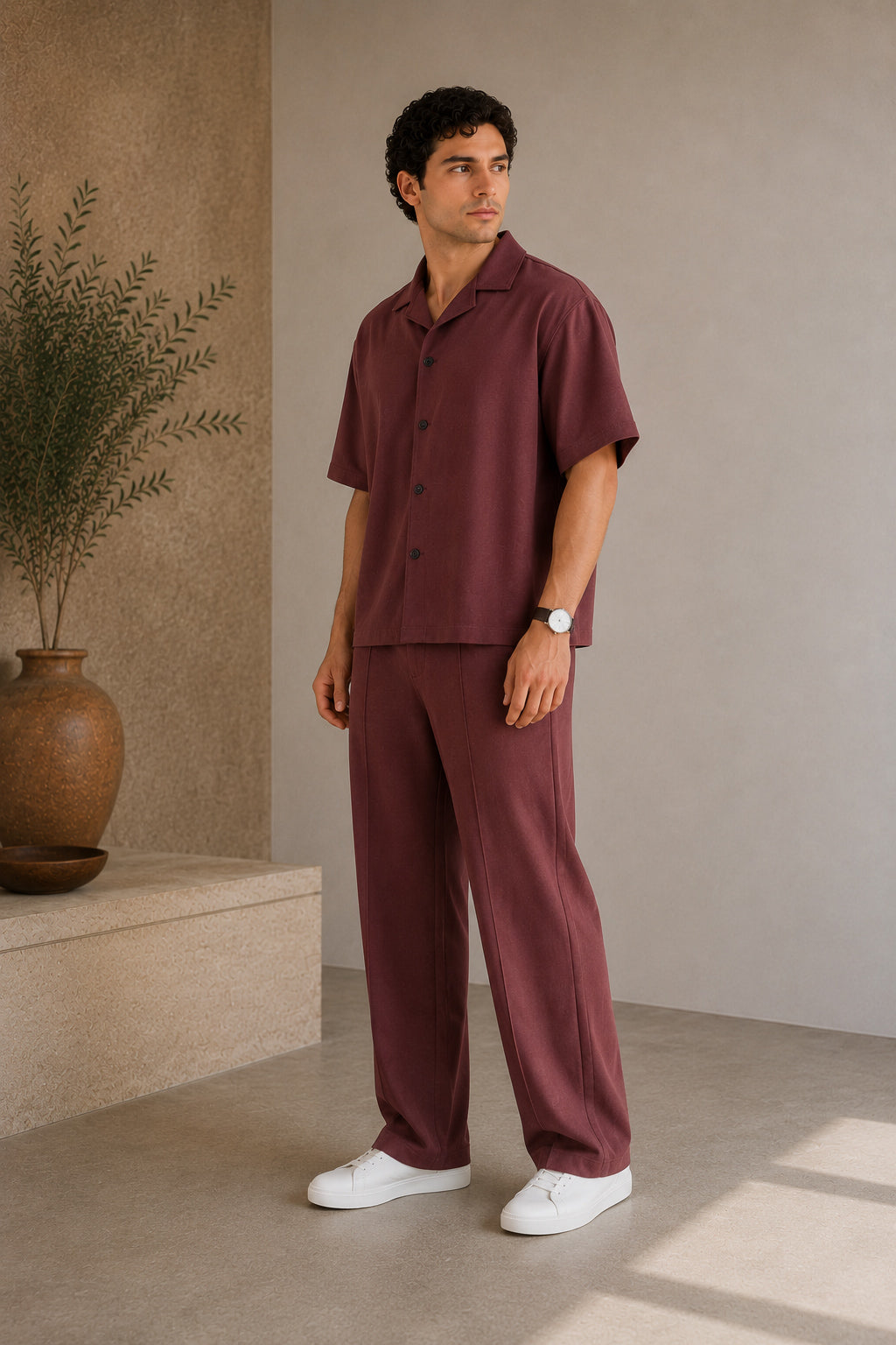 Dark Plum Jersey Coord Set - 2PC - Men