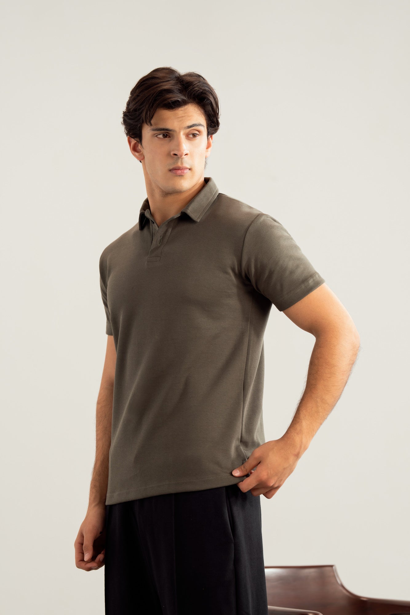Deep Olive Interlock Polo - Smart Fit - Men
