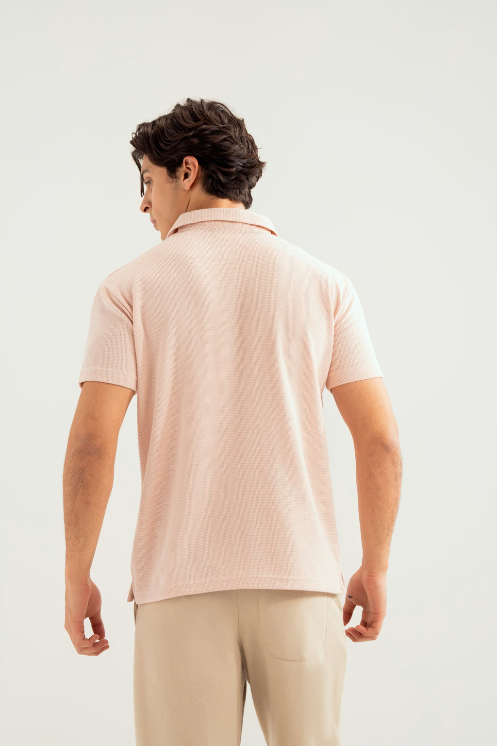 Light Pink Waffle Revere Polo - Smart Fit - Men