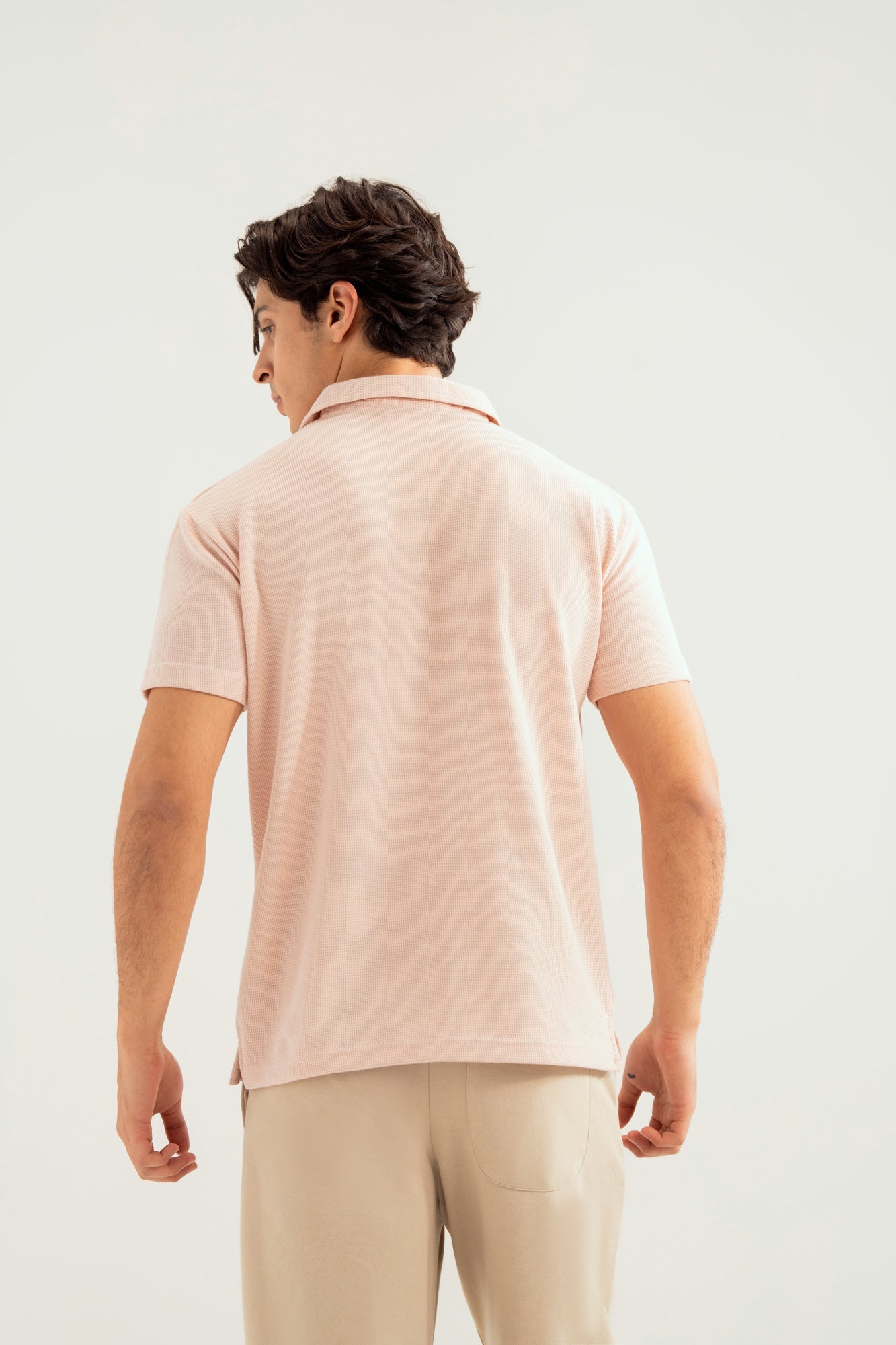 Light Pink Waffle Revere Polo - Smart Fit - Men