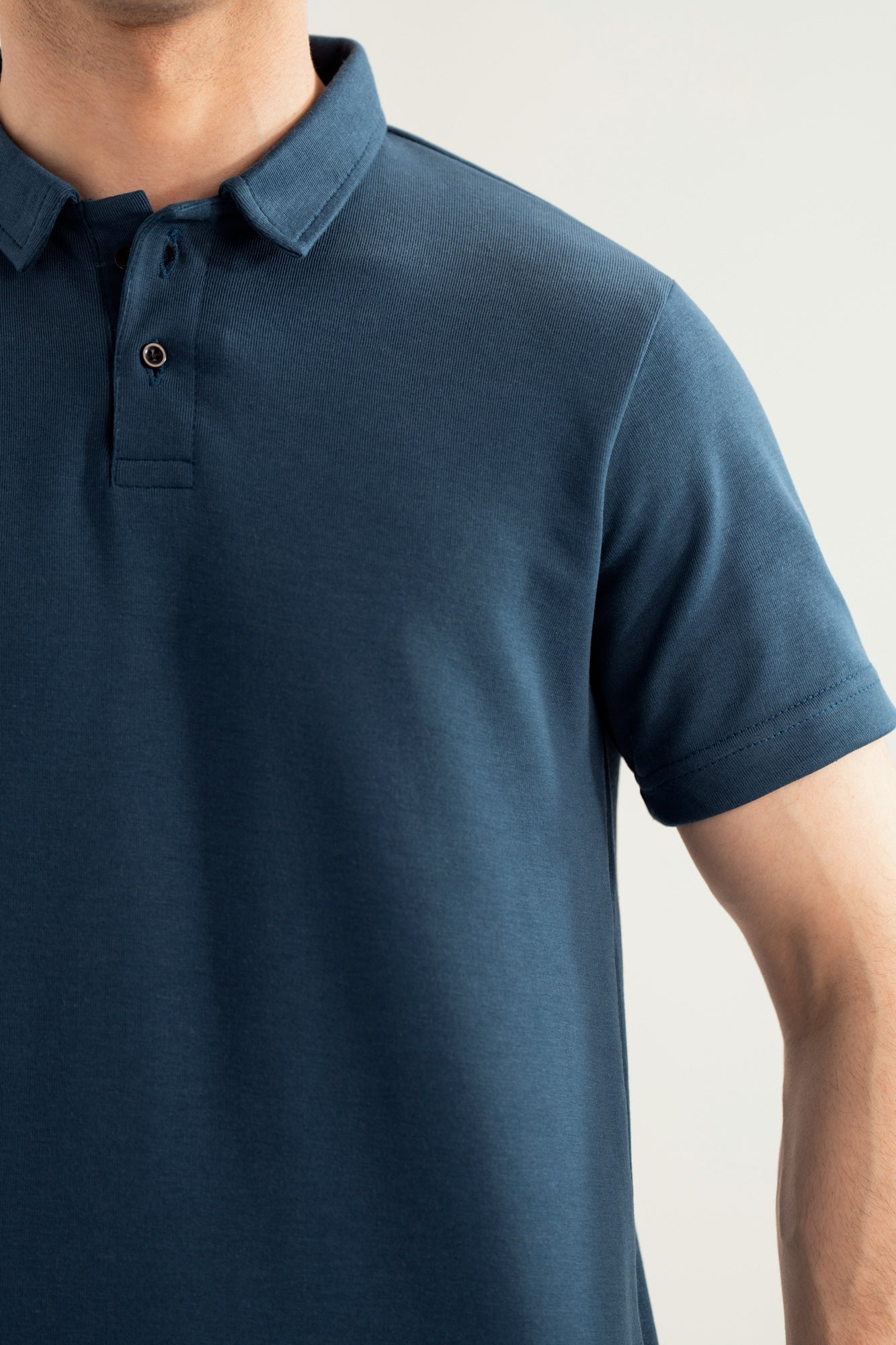 Teal Blue Interlock Polo - Smart Fit - Men