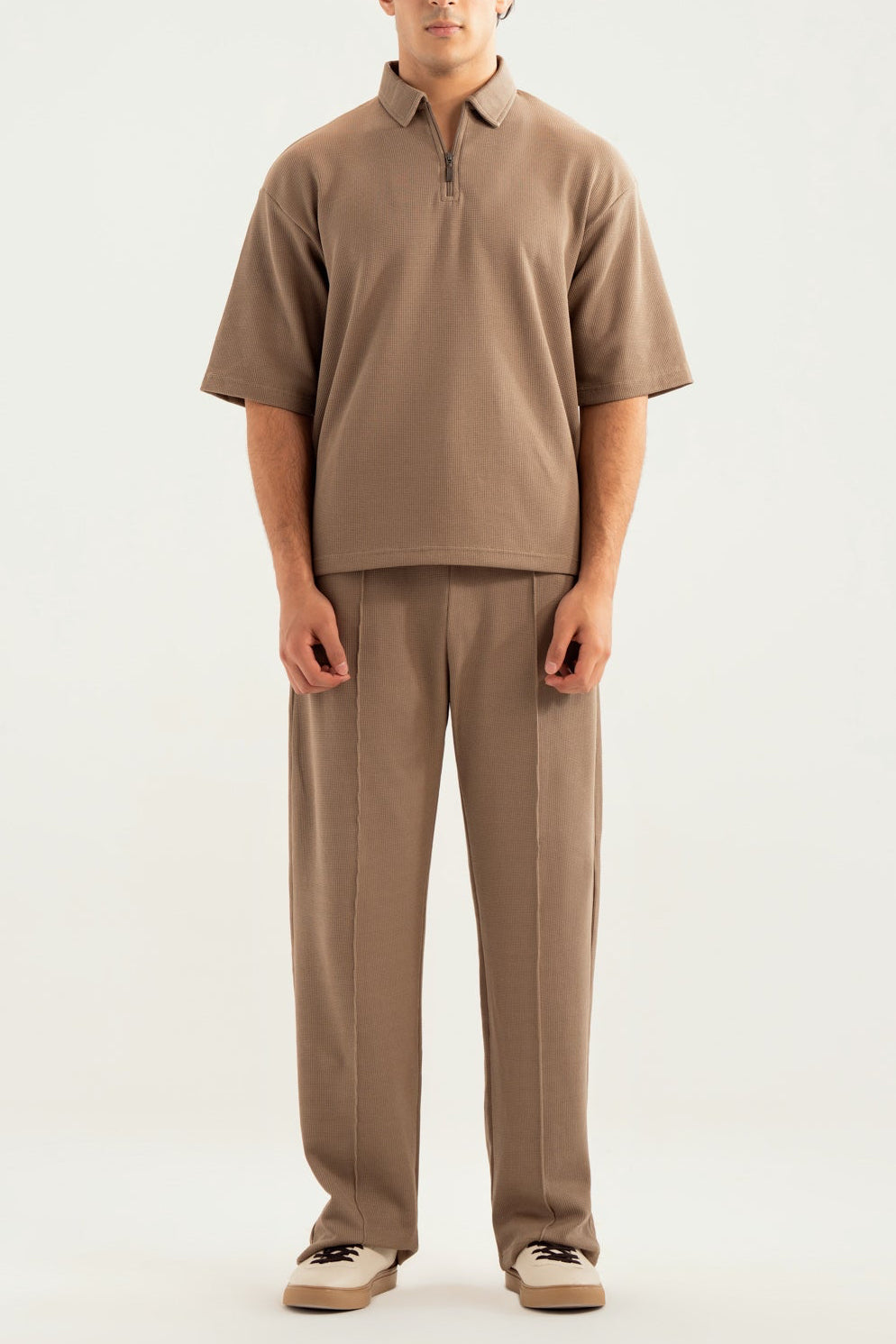 Sand Beige Waffle Coord Set - 2PC - Men