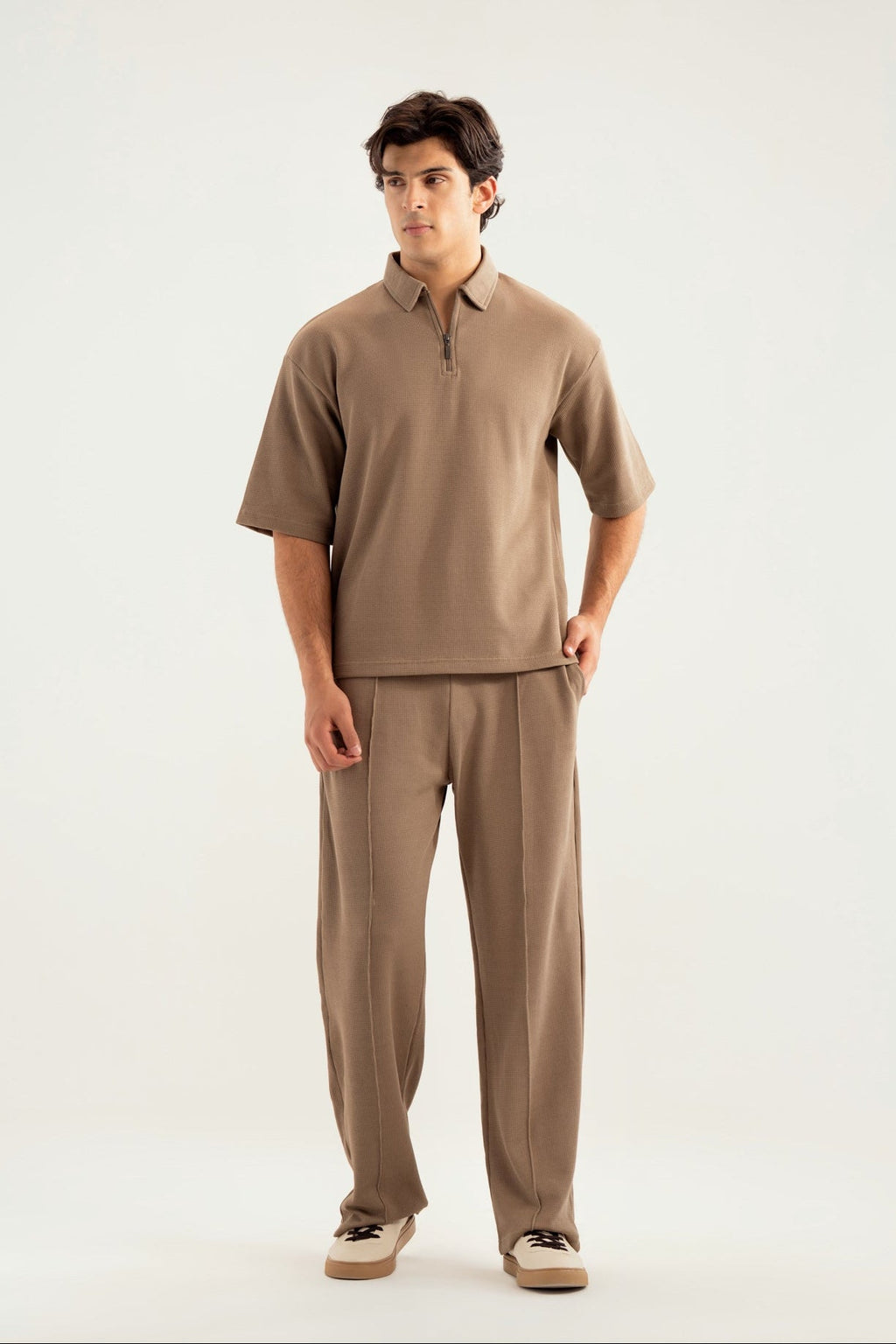 Sand Beige Waffle Coord Set - 2PC - Men