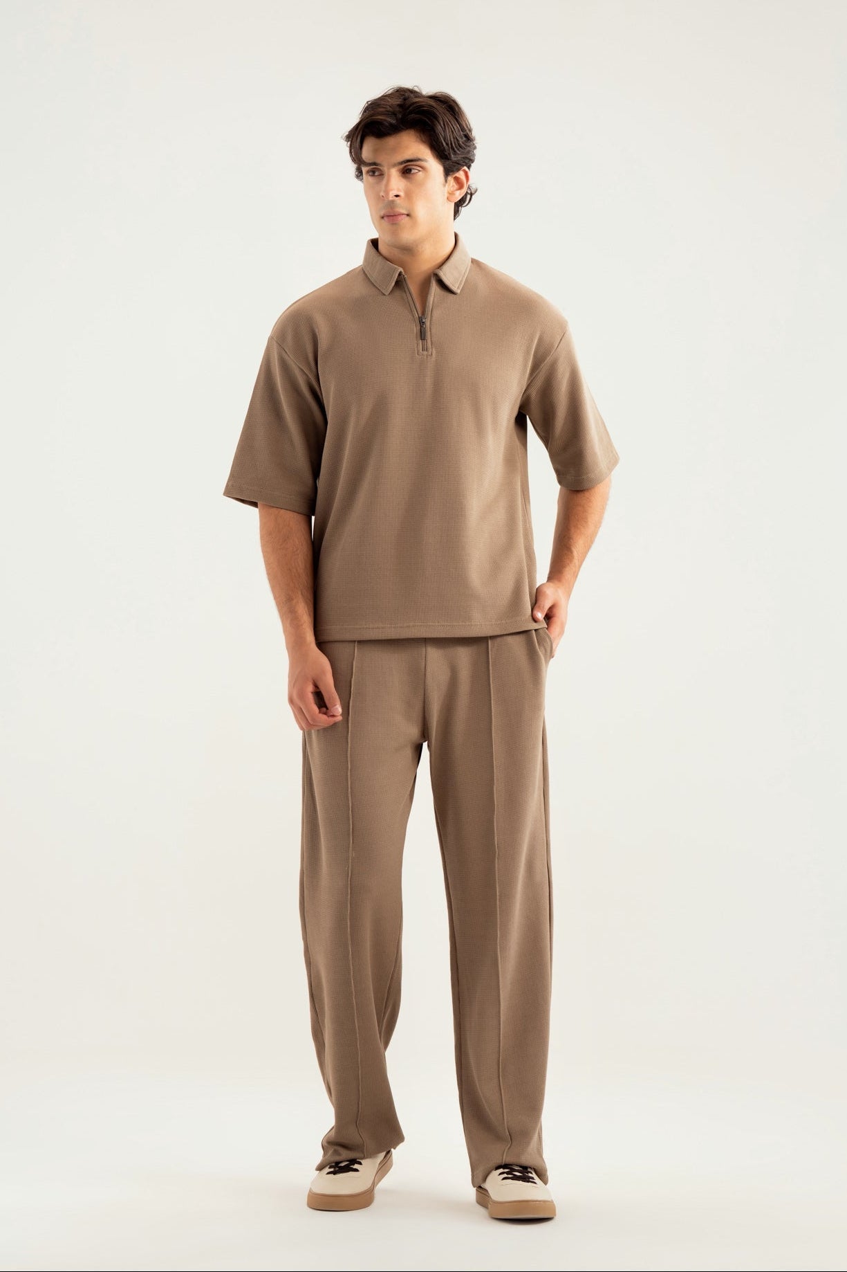 Sand Beige Waffle Coord Set - 2PC - Men