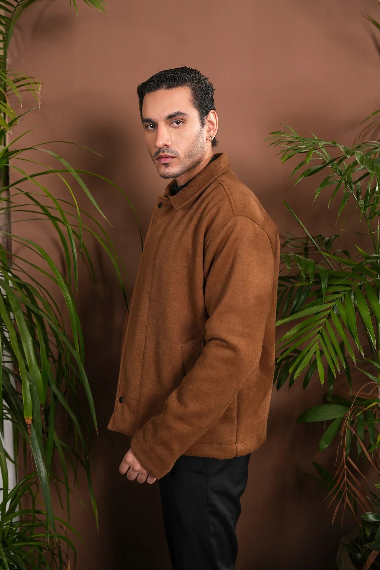 Camel Tailored Wool Coat - Men