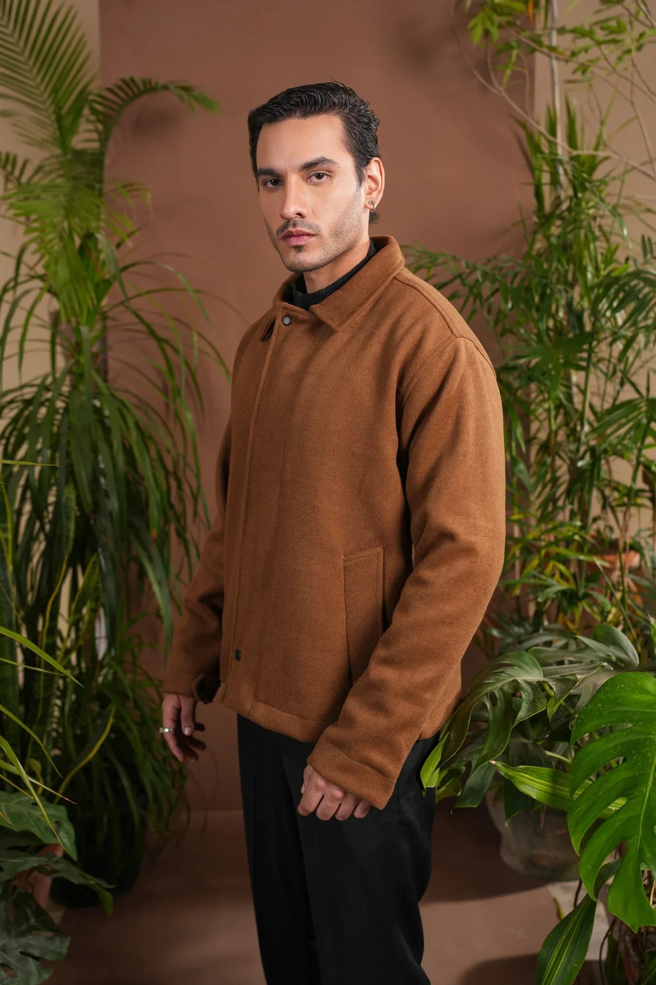 Camel Tailored Wool Coat - Men