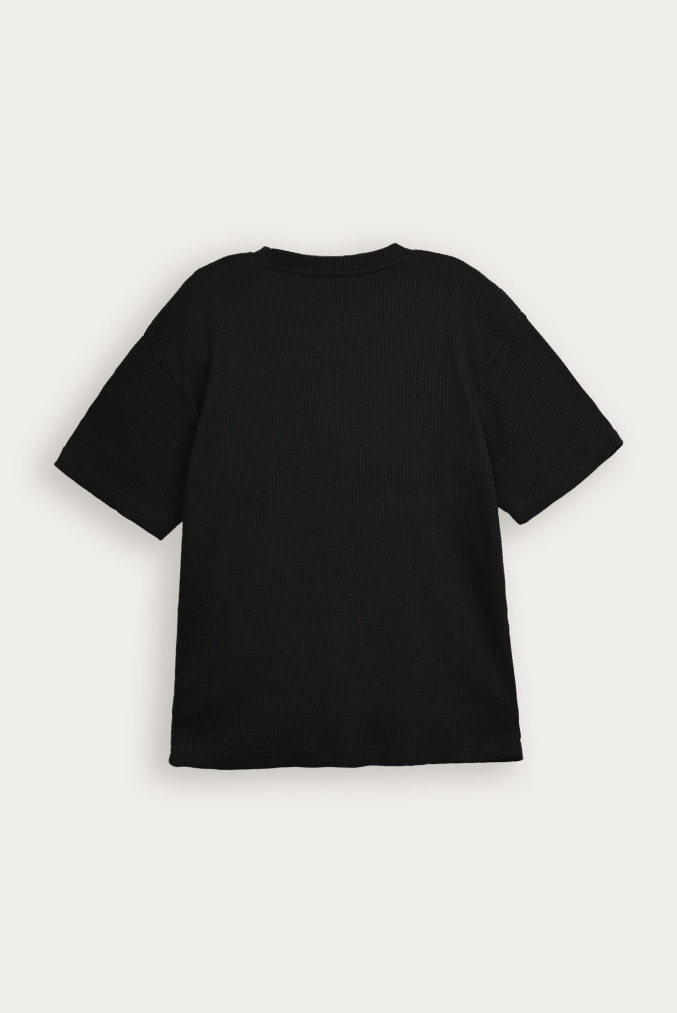 Black Waffle Knit Oversized Tee - Men