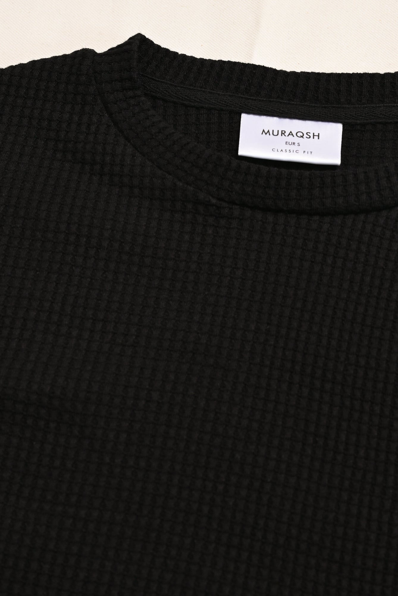 Black Waffle Knit Oversized Tee - Men