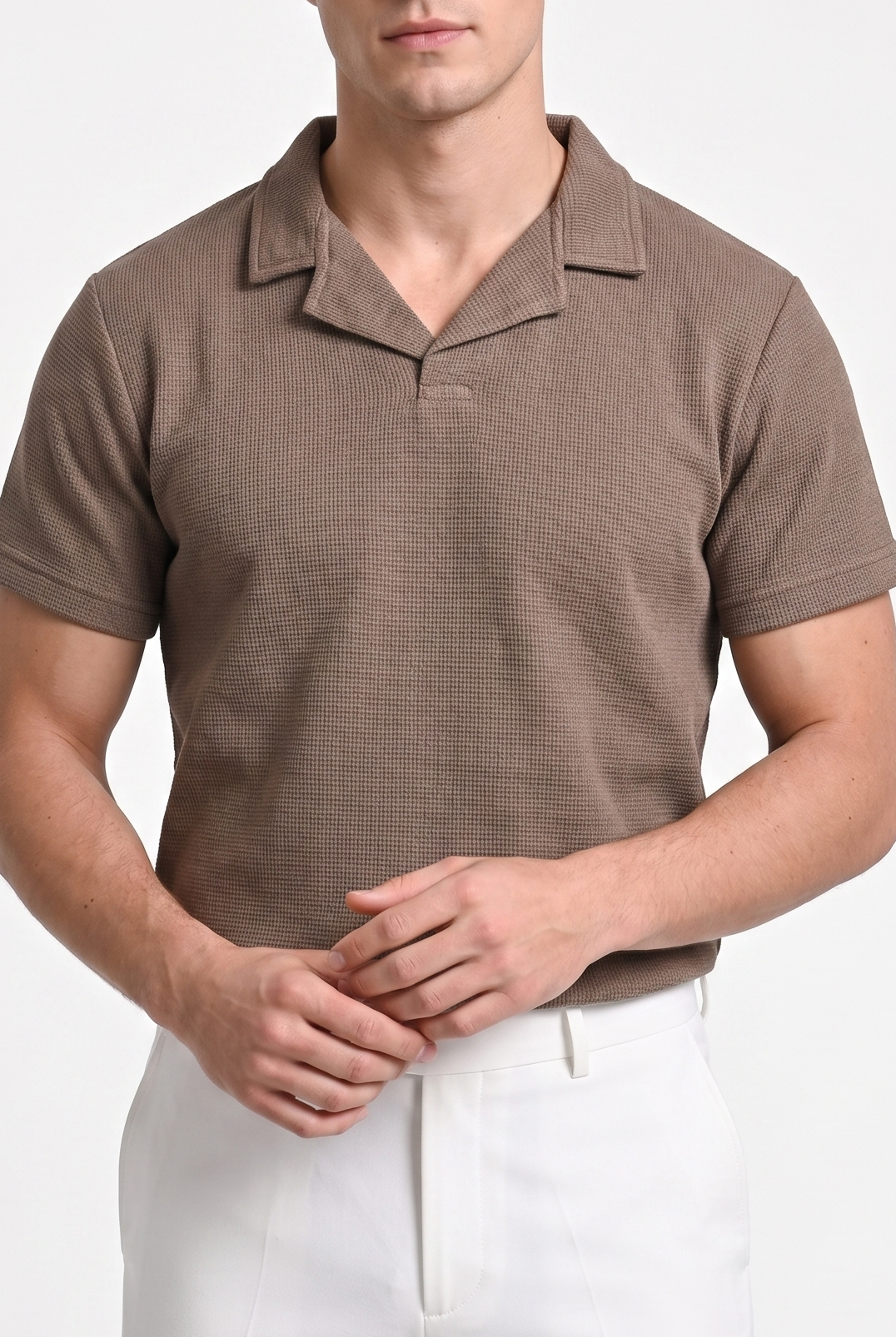 Light Brown Waffle Revere Polo - Smart Fit - Men