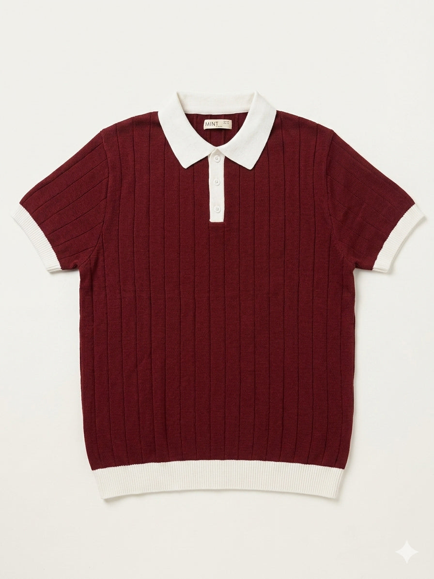Maroon Classic Contrast Knit Polo