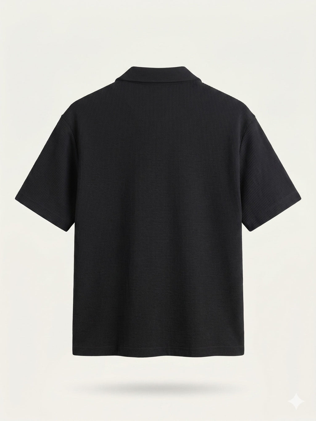 Black Waffle Boxy Revere Button Down - Men