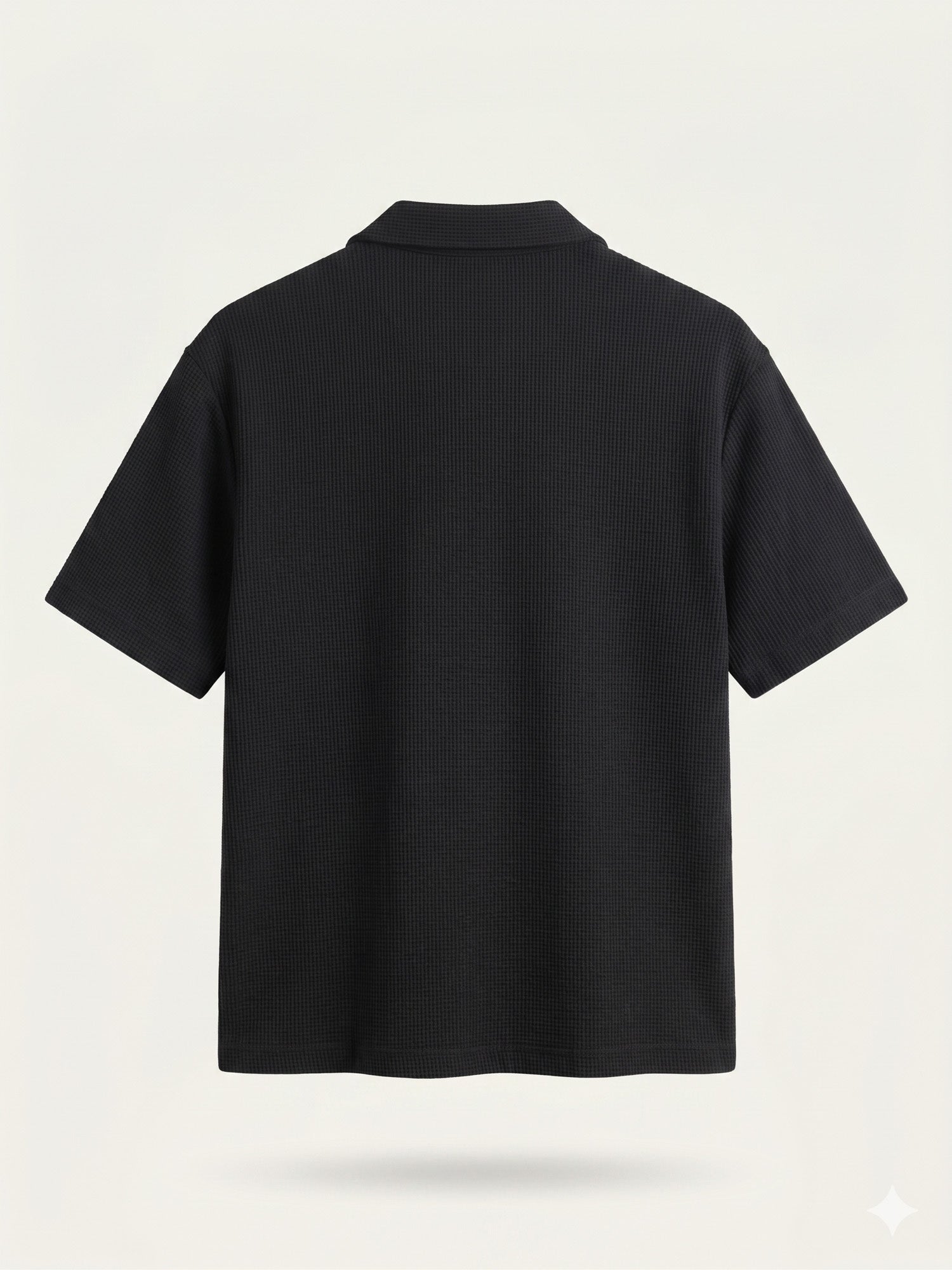 Black Waffle Boxy Revere Button Down - Men