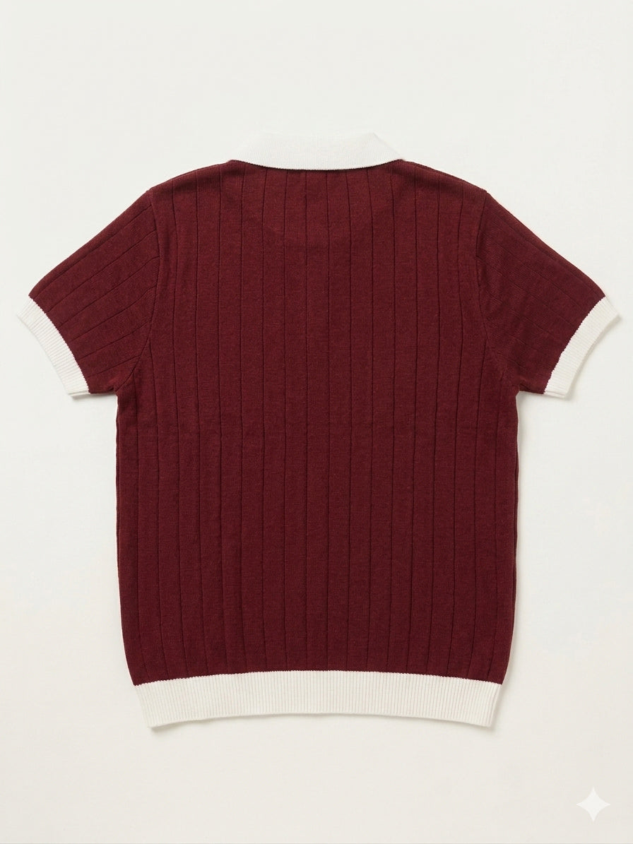Maroon Classic Contrast Knit Polo