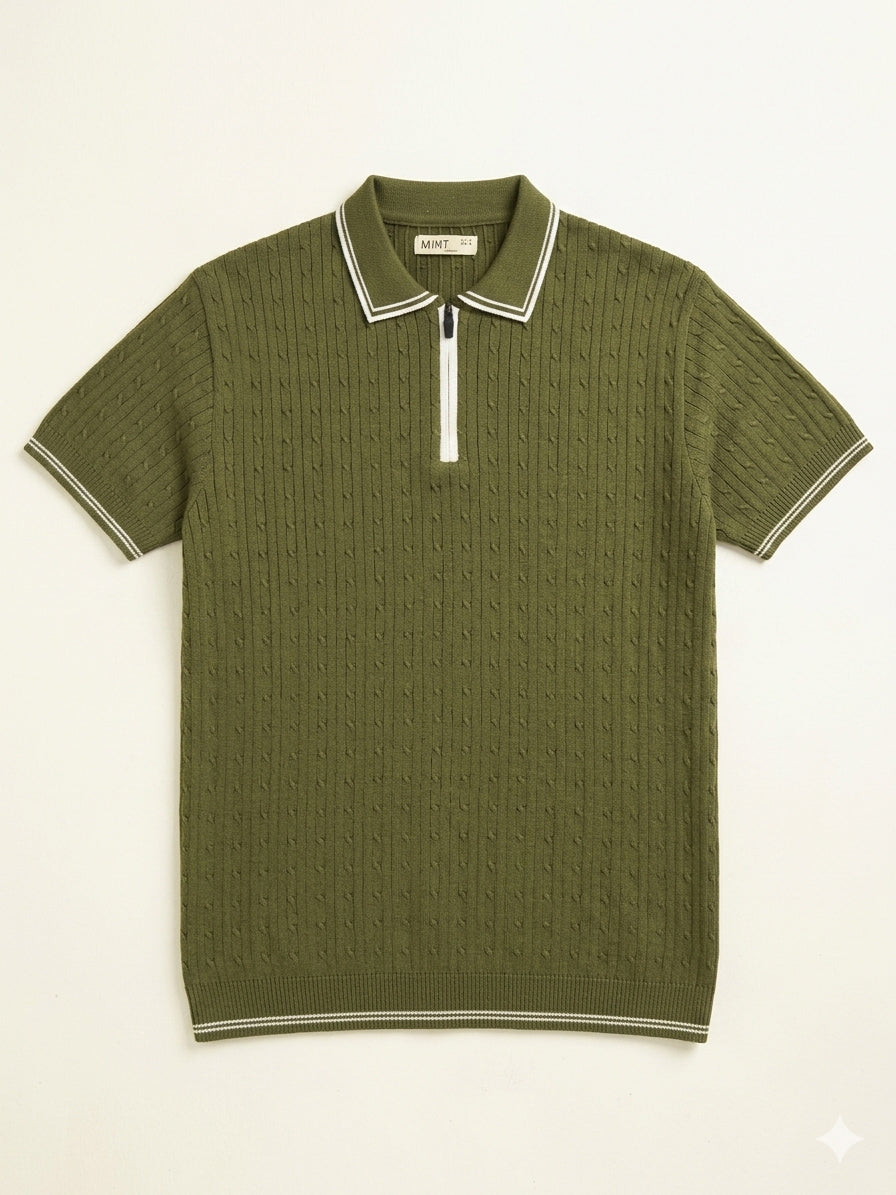 Moss Riviera Zip Knit Polo
