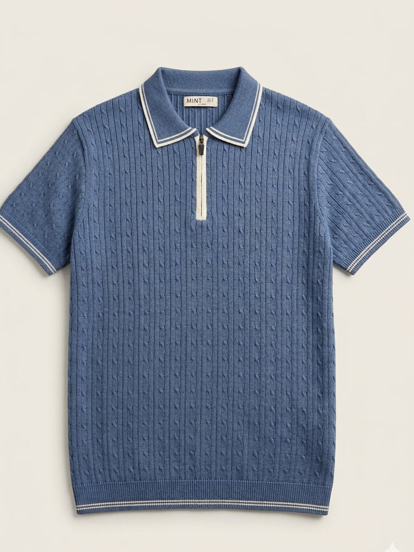 Azure Riviera Zip Knit Polo