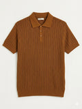 Caramel Heritage Rib Knit Polo