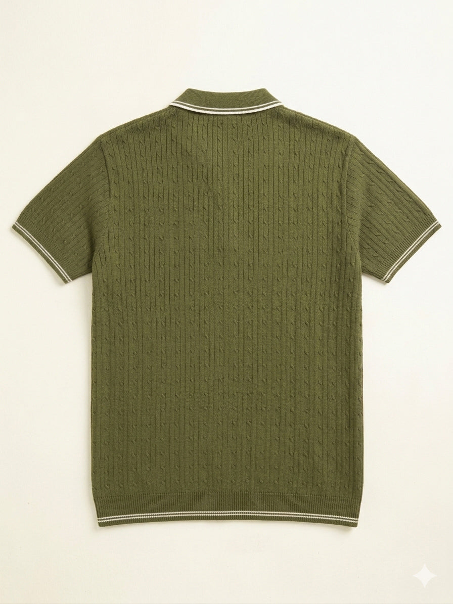 Moss Riviera Zip Knit Polo