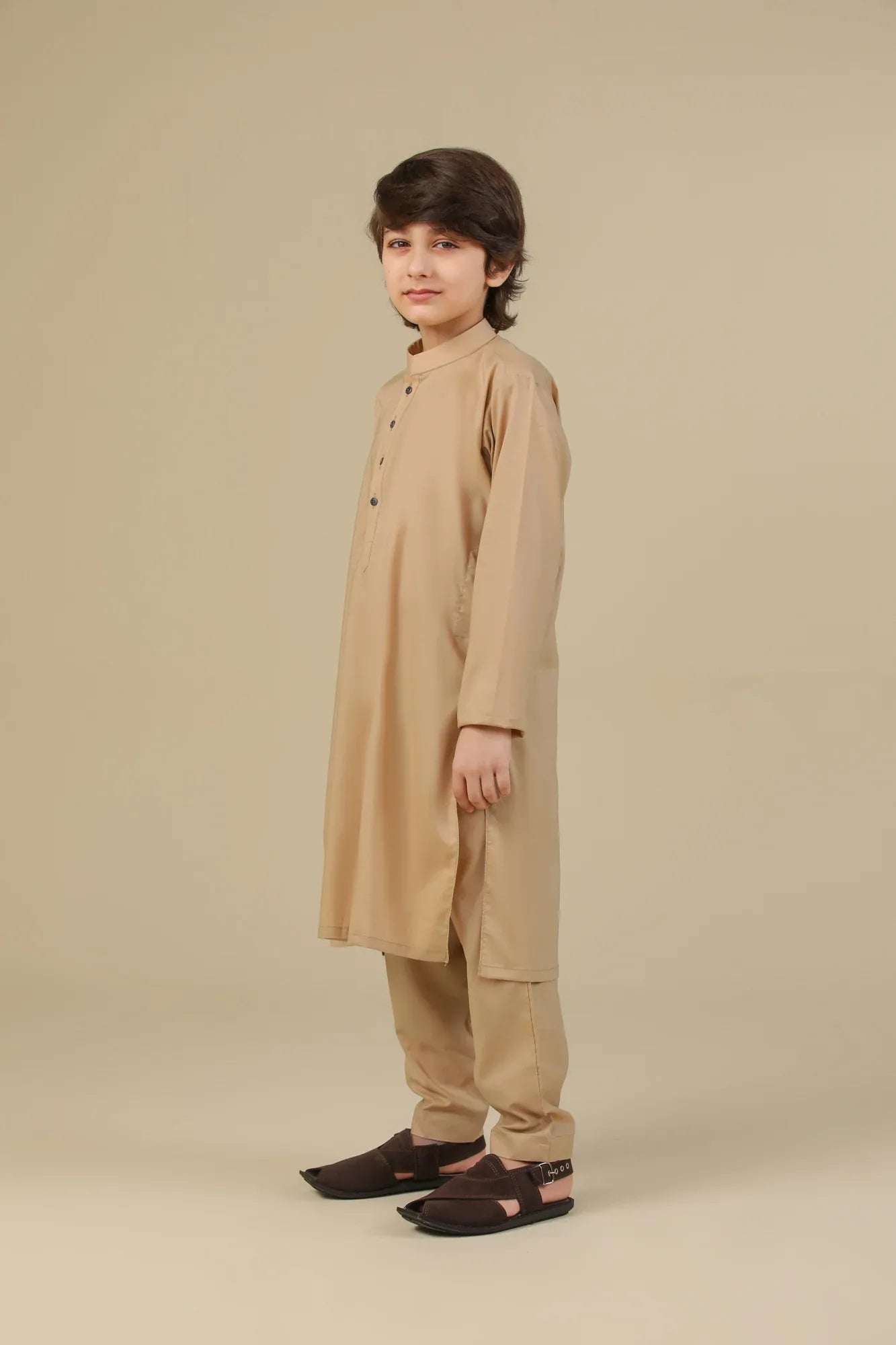 Camel Soft Cotton Kurta Trouser - Kids