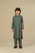 Army Green Soft Cotton Kurta Trouser - Kids