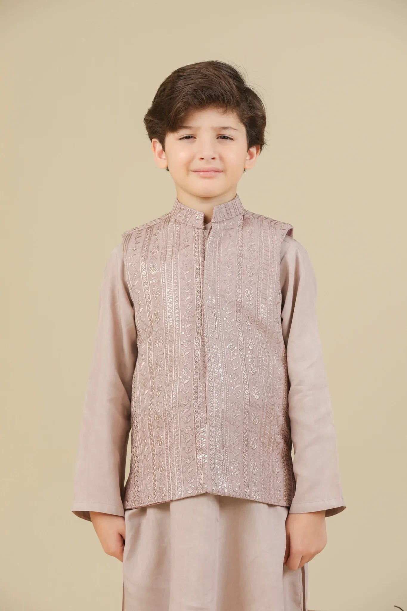 Pink Falling Embroidered Waistcoat - Kids