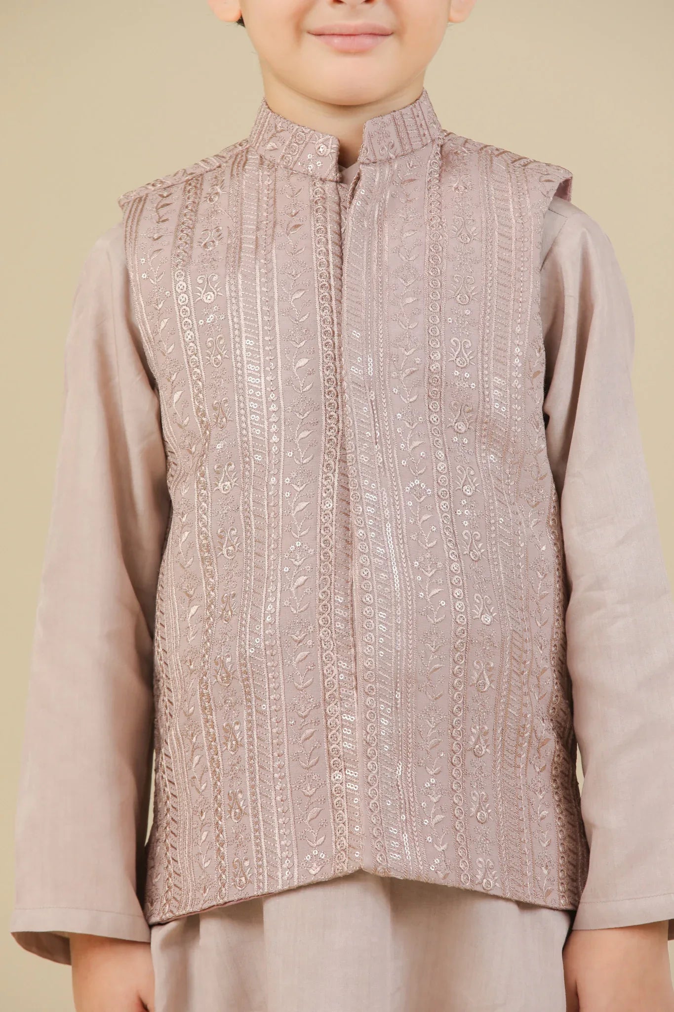 Pink Falling Embroidered Waistcoat - Kids
