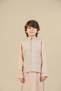 Coffee Beige Square Embroidered Waistcoat - Kids